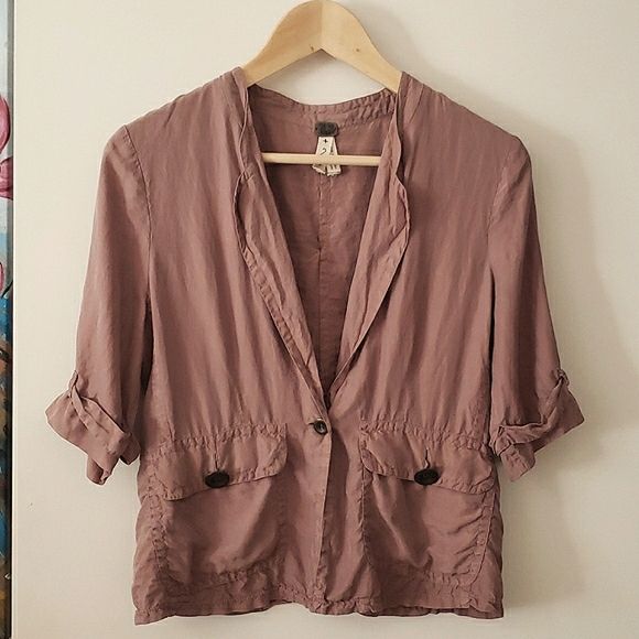 We The Free 100% Silk Short Sleeve Jacket Size 2 - Picture 1 of 12